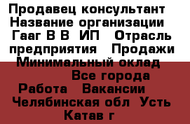 Продавец-консультант › Название организации ­ Гааг В.В, ИП › Отрасль предприятия ­ Продажи › Минимальный оклад ­ 15 000 - Все города Работа » Вакансии   . Челябинская обл.,Усть-Катав г.